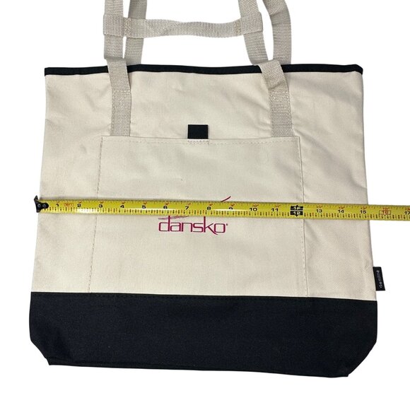Dansko Gemline Convertible Tote Bag Backpack Beige Black Canvas Outer Pocket - Picture 12 of 12